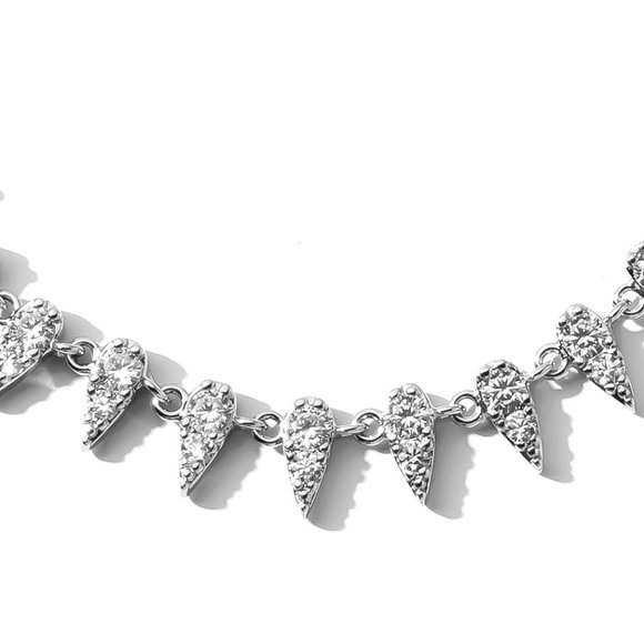 18K White Gold Plated Crystal Fang Lariat Bracelet - Picture 2 of 2